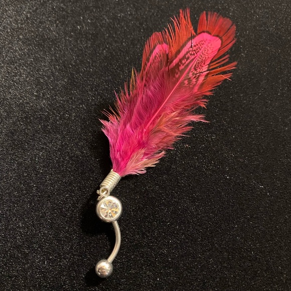 Real Feather Bohemian Belly Button Ring - Picture 4 of 11